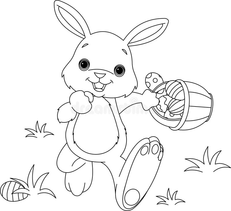 Rabbit Smile Running With Eggs Coloring Page