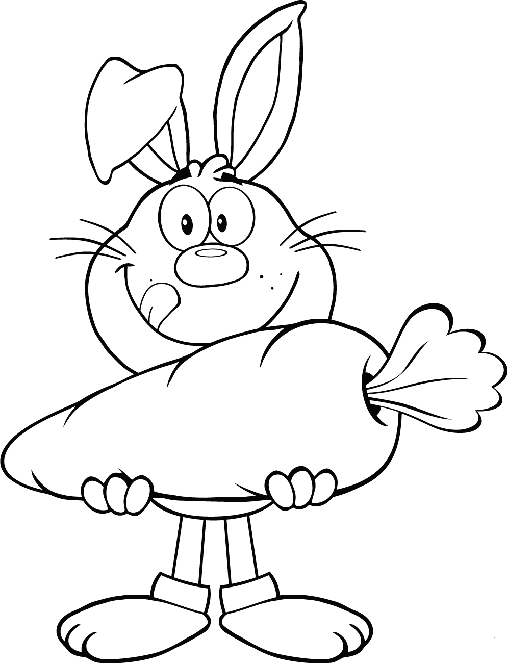 Rabbit With Big Carrot Coloring Page