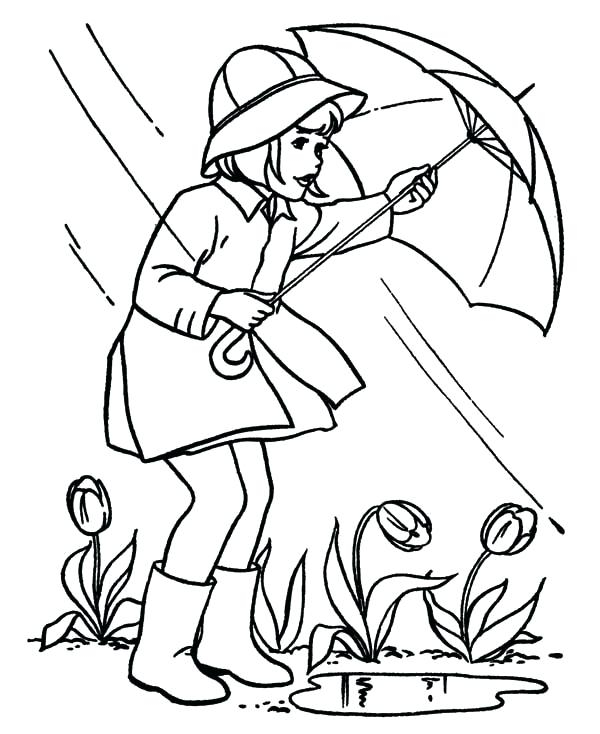 Rain in April Coloring Page