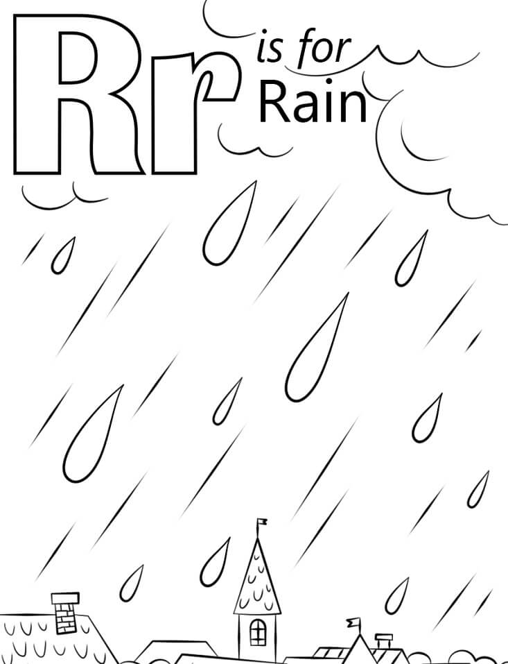 Rain Letter R Coloring Page