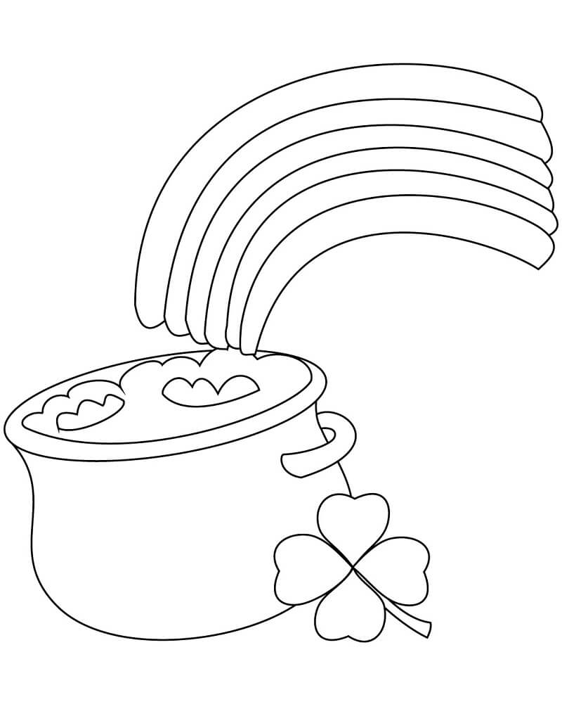 Rainbow and Pot of Gold Coloring Page
