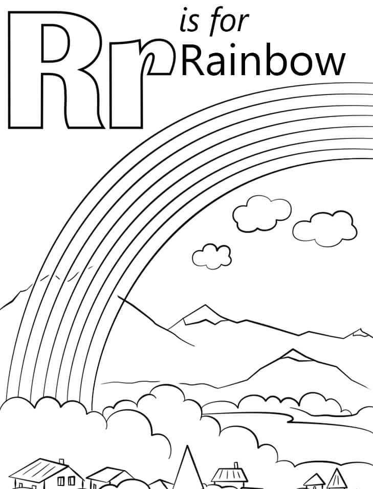 Rainbow Letter R Coloring Page