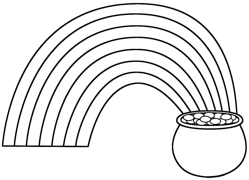 Rainbow Pot of Gold 2 Coloring Page