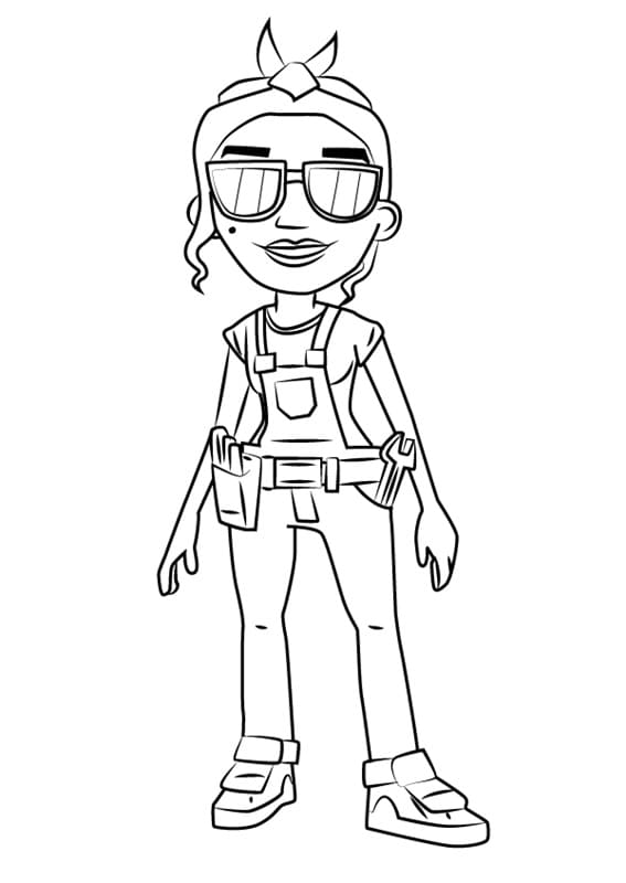 Ramona from Subway Surfers Coloring Page