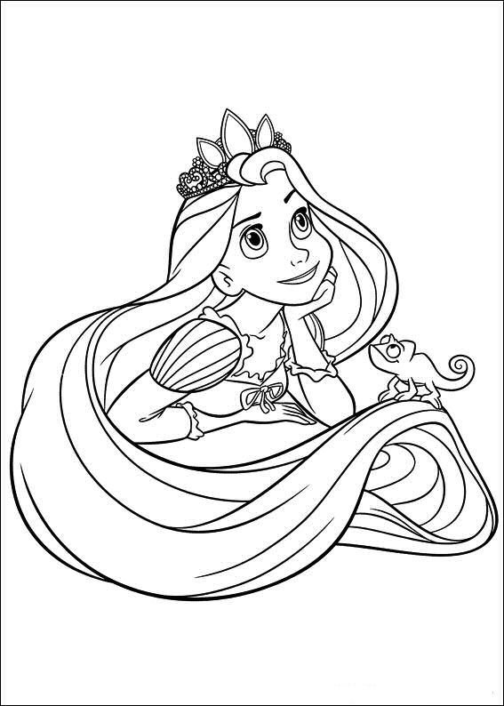 Rapunzel And Pascal Coloring Page