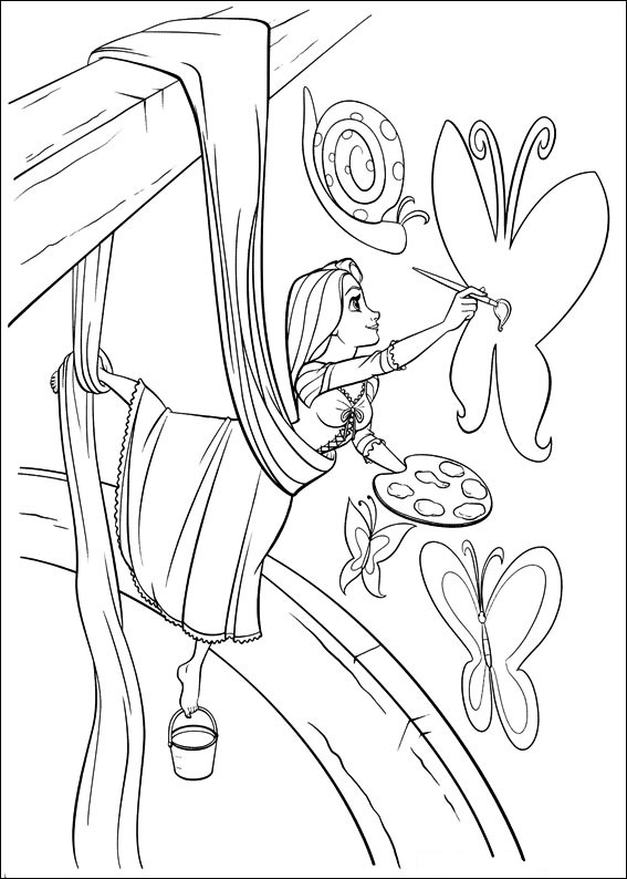 Rapunzel Painting Coloring Page