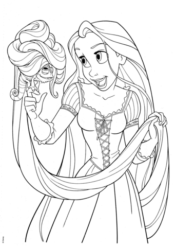 Rapunzel Playing With Pascal Coloring Page