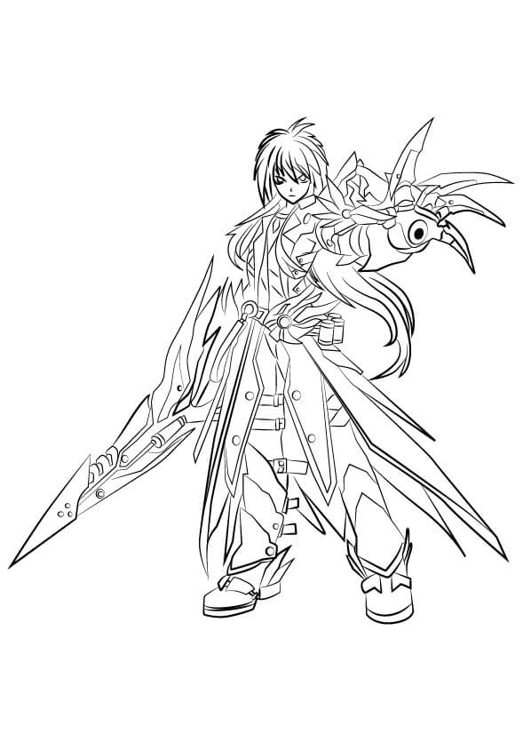 Raven from Elsword Coloring Page