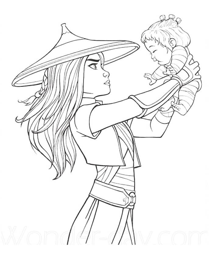 Raya and Noi Coloring Page