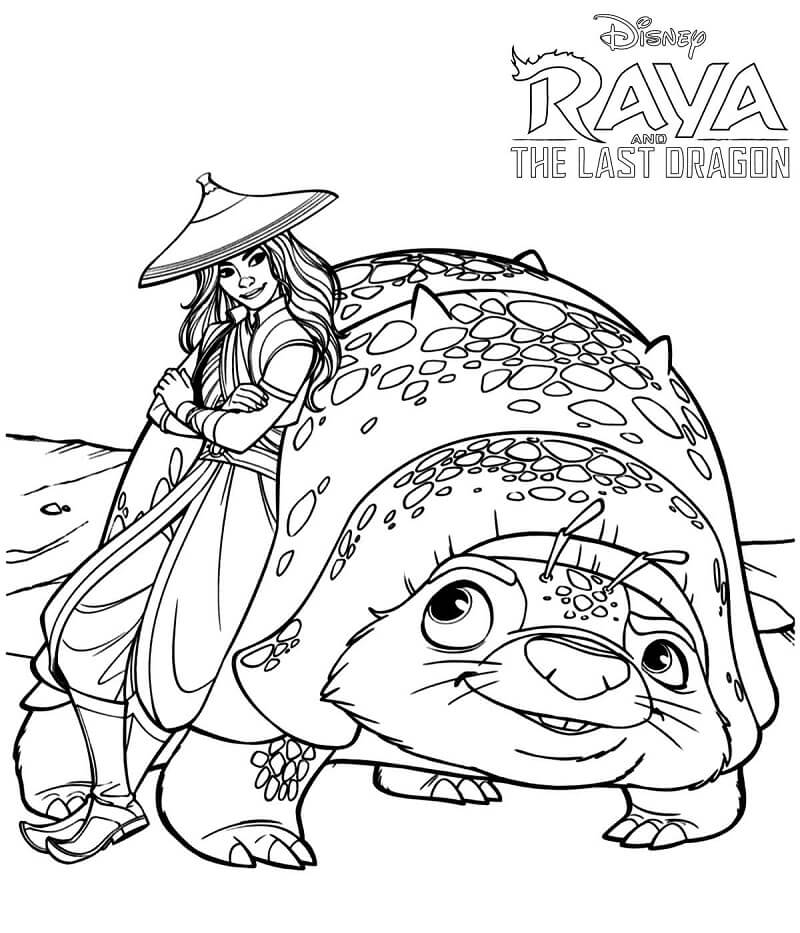 Raya and Tuk Tuk Coloring Page