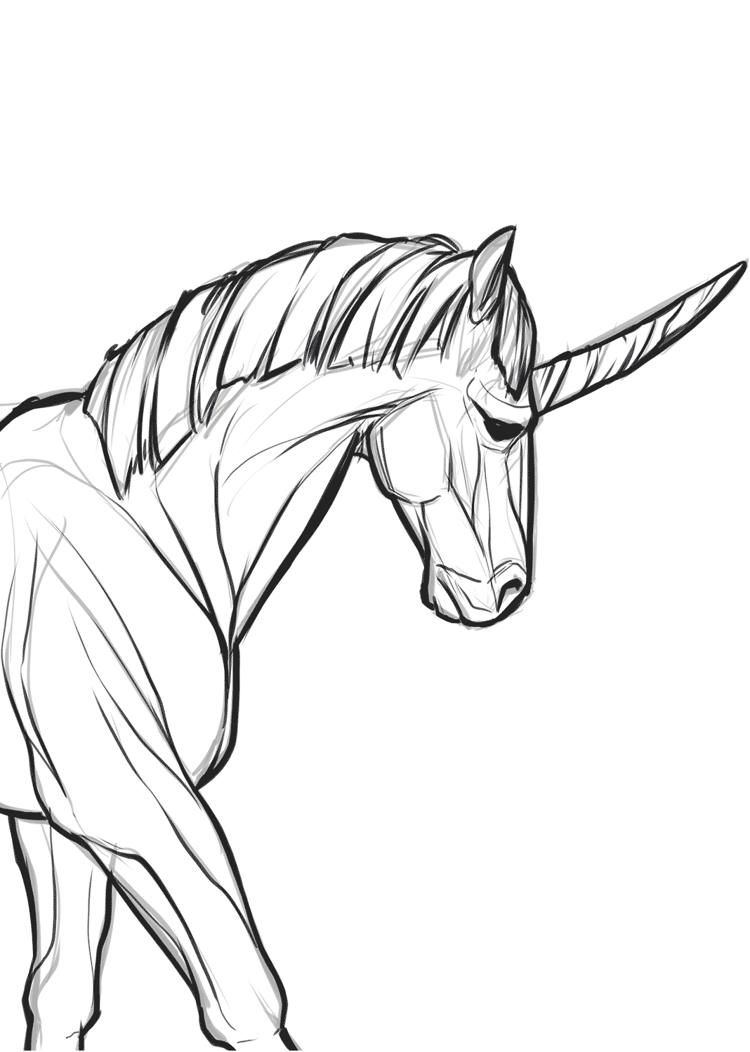 Realistic Real Unicorn Coloring Page