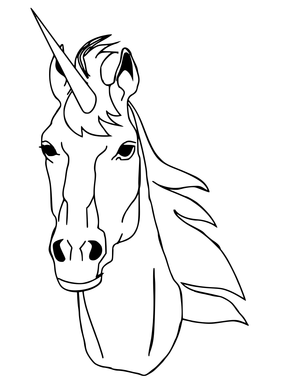 Realistic Unicorn Head Coloring Page