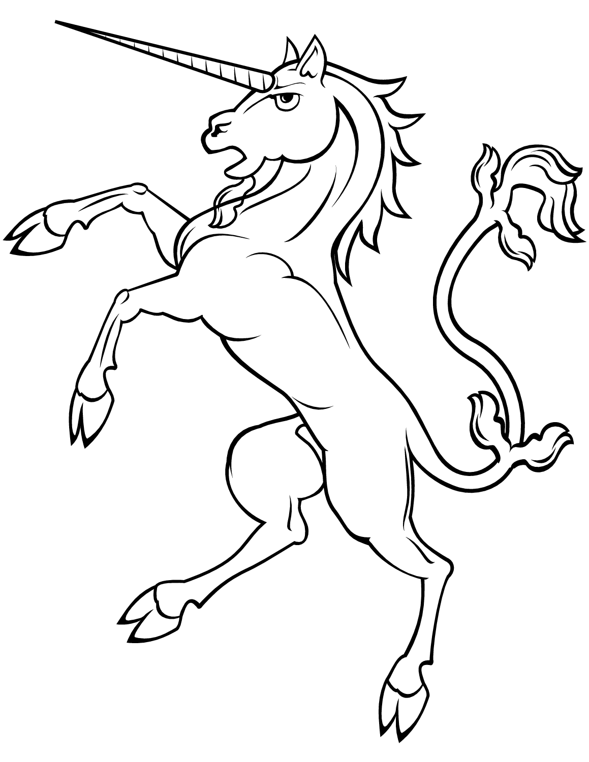 Rearing Unicorn 1 Coloring Page