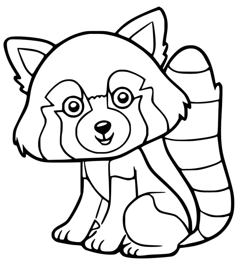 Red Panda is Smiling Coloring Page