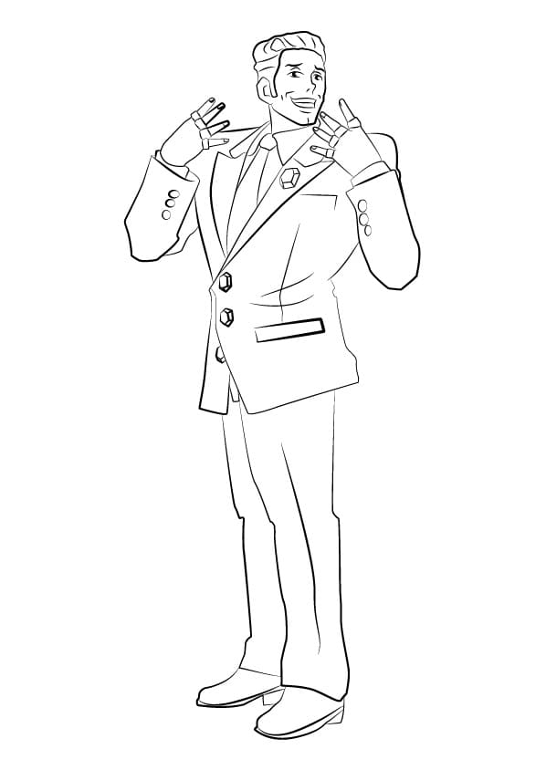 Redd White from Ace Attorney Coloring Page