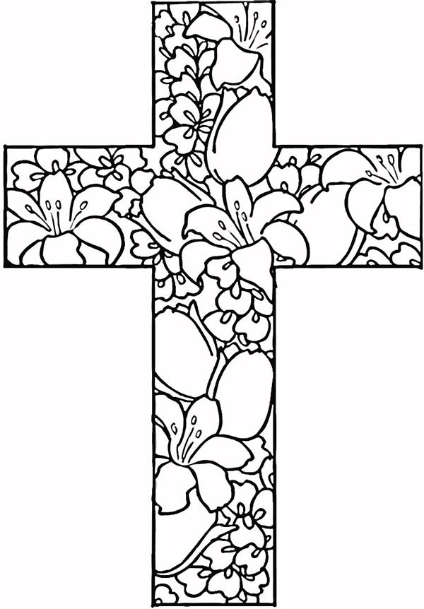 Religious Easter Cross Coloring Page