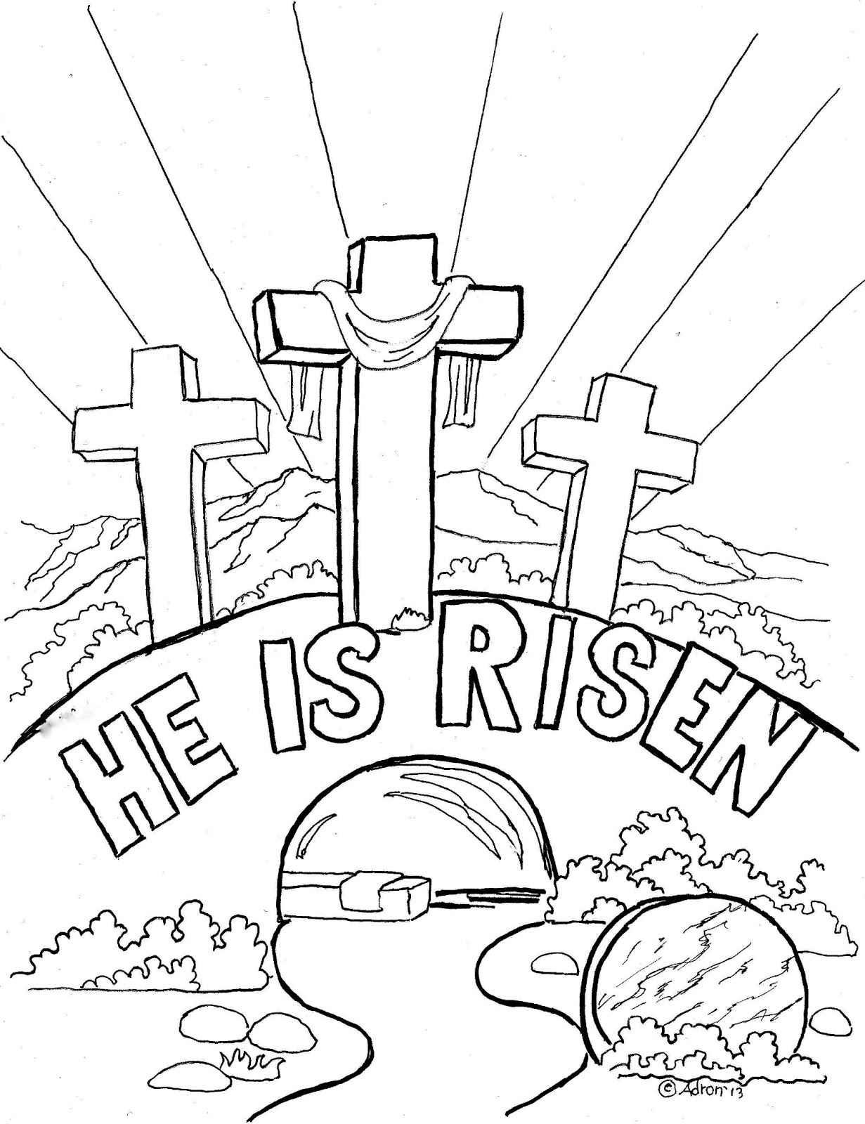 Religious Easters – He is Risen Coloring Page