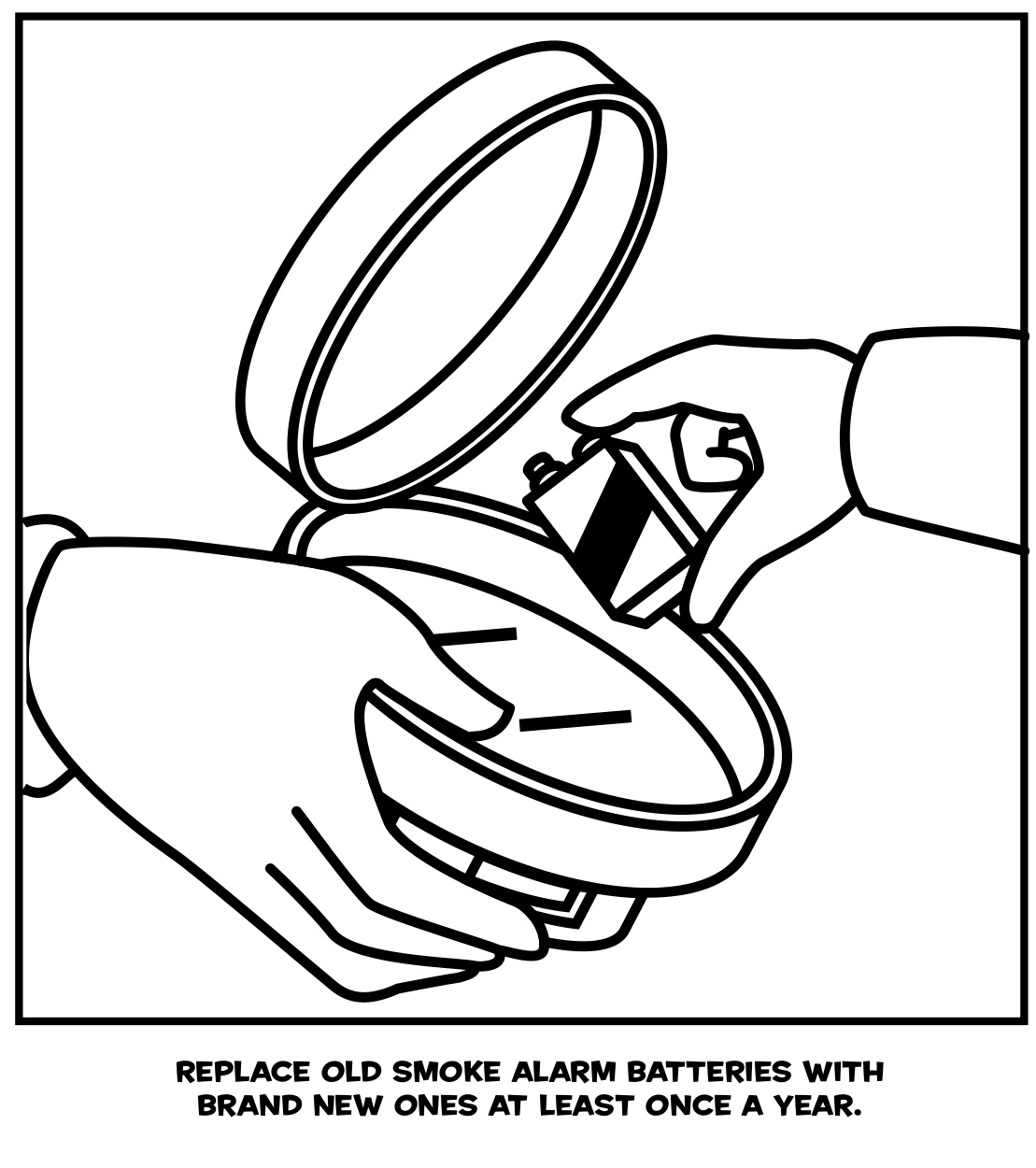 Replace Old Smoke Alarm Batteries With Brand New Ones At Least Once A Year Coloring Page