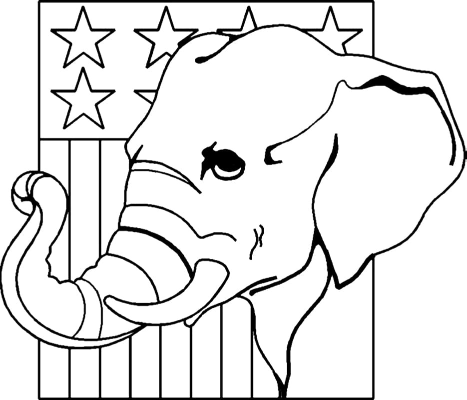 Republican Elephant 2 Coloring Page