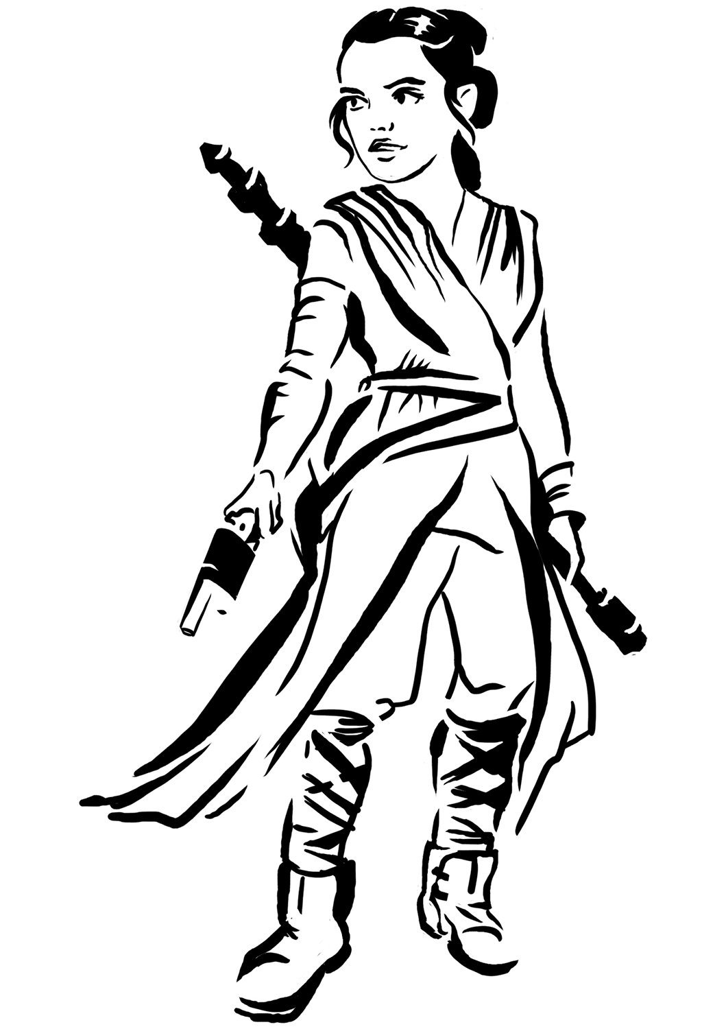 Rey Star Wars Episode VII The Force Awakens Coloring Page