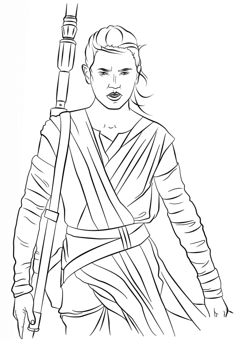 Rey From The Force Awakens Star Wars Episode VII The Force Awakens Coloring Page