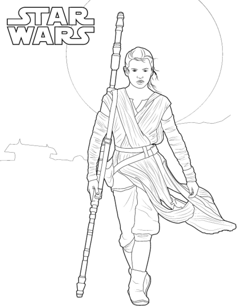Rey In Star Wars Coloring Page