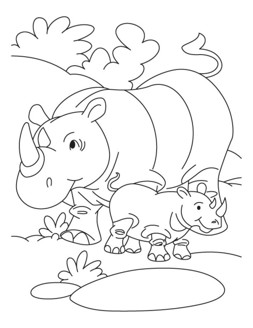 Rhino And Her Baby Free Animal S77c4 Coloring Page