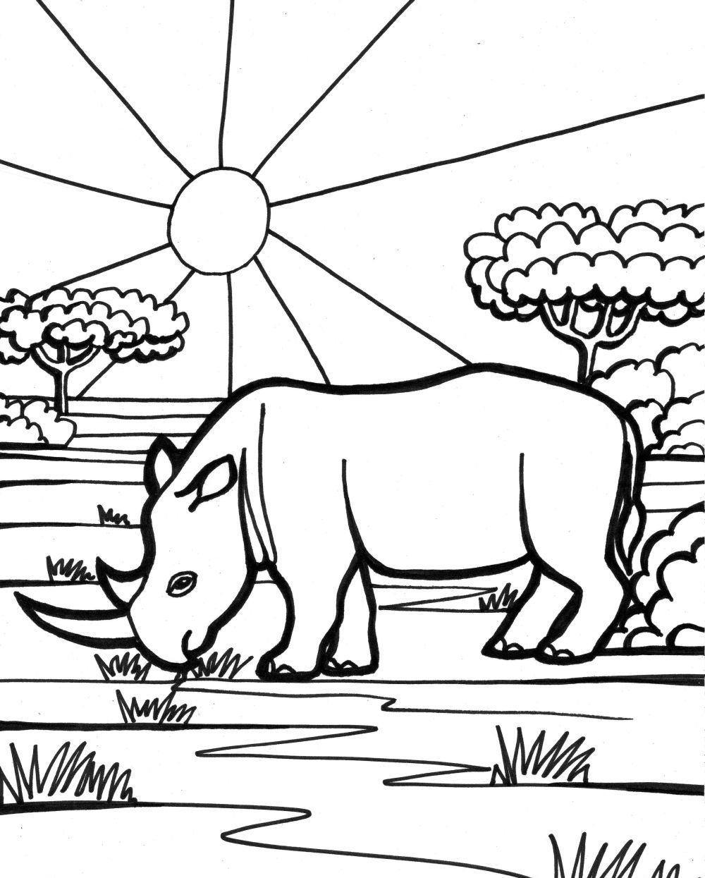 Rhino Free Animal S For Kids0897 Coloring Page