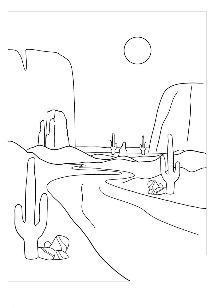 River in the Desert Coloring Page