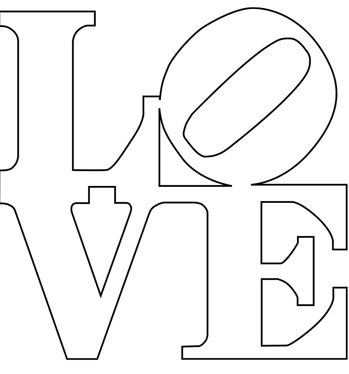 Robert Indiana Love Text Coloring Page