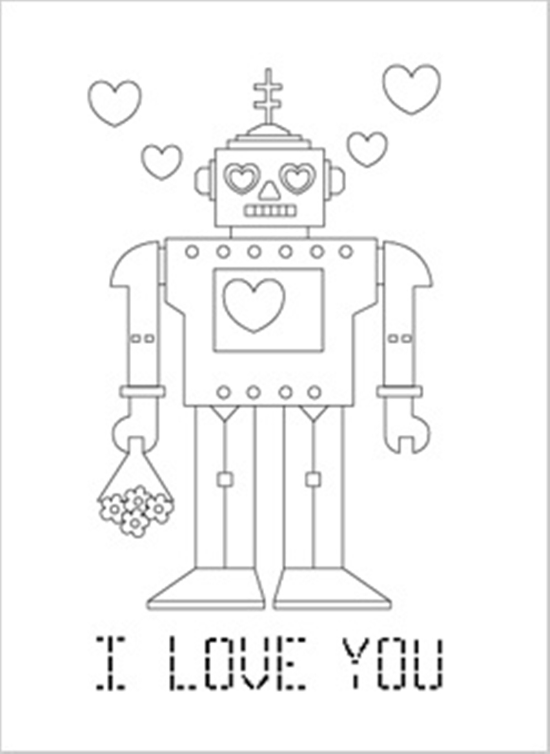 Robo I Love You Valentine Coloring Page