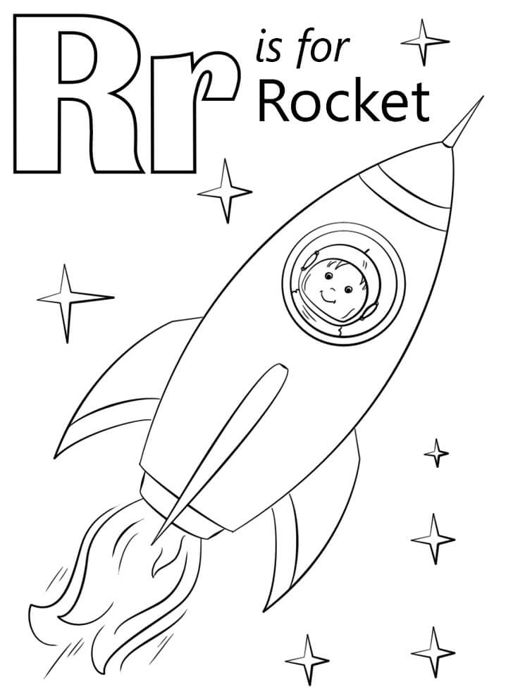 Rocket Letter R Coloring Page