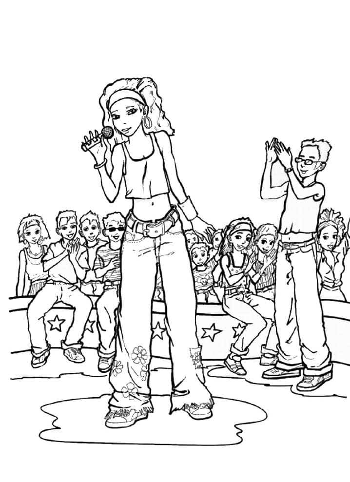 Rockstar on Stage Coloring Page