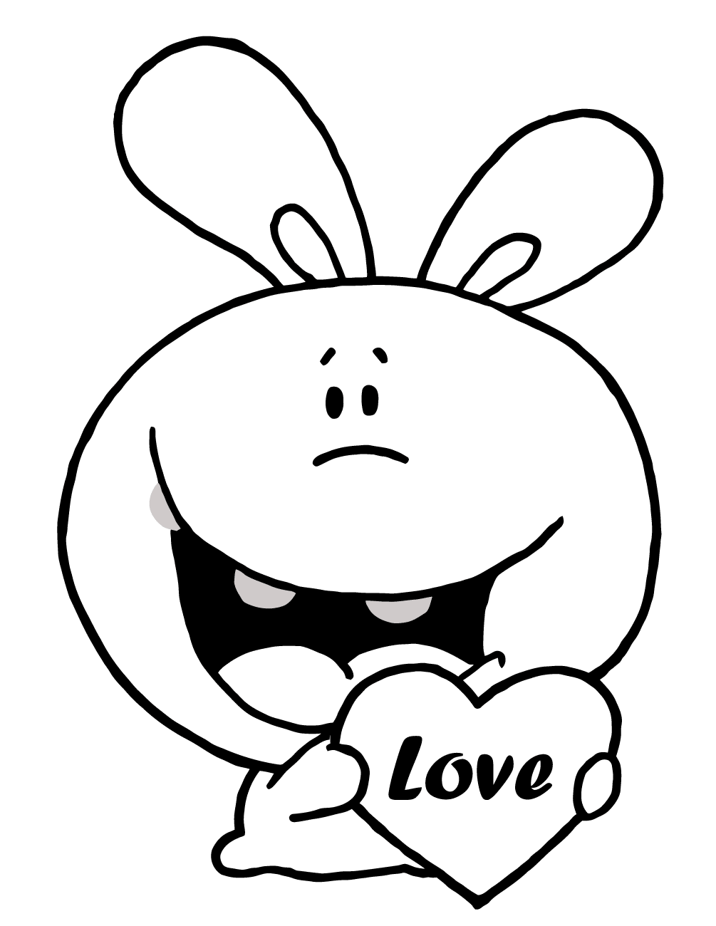 Romantic Rabbit Holds Heart Coloring Page