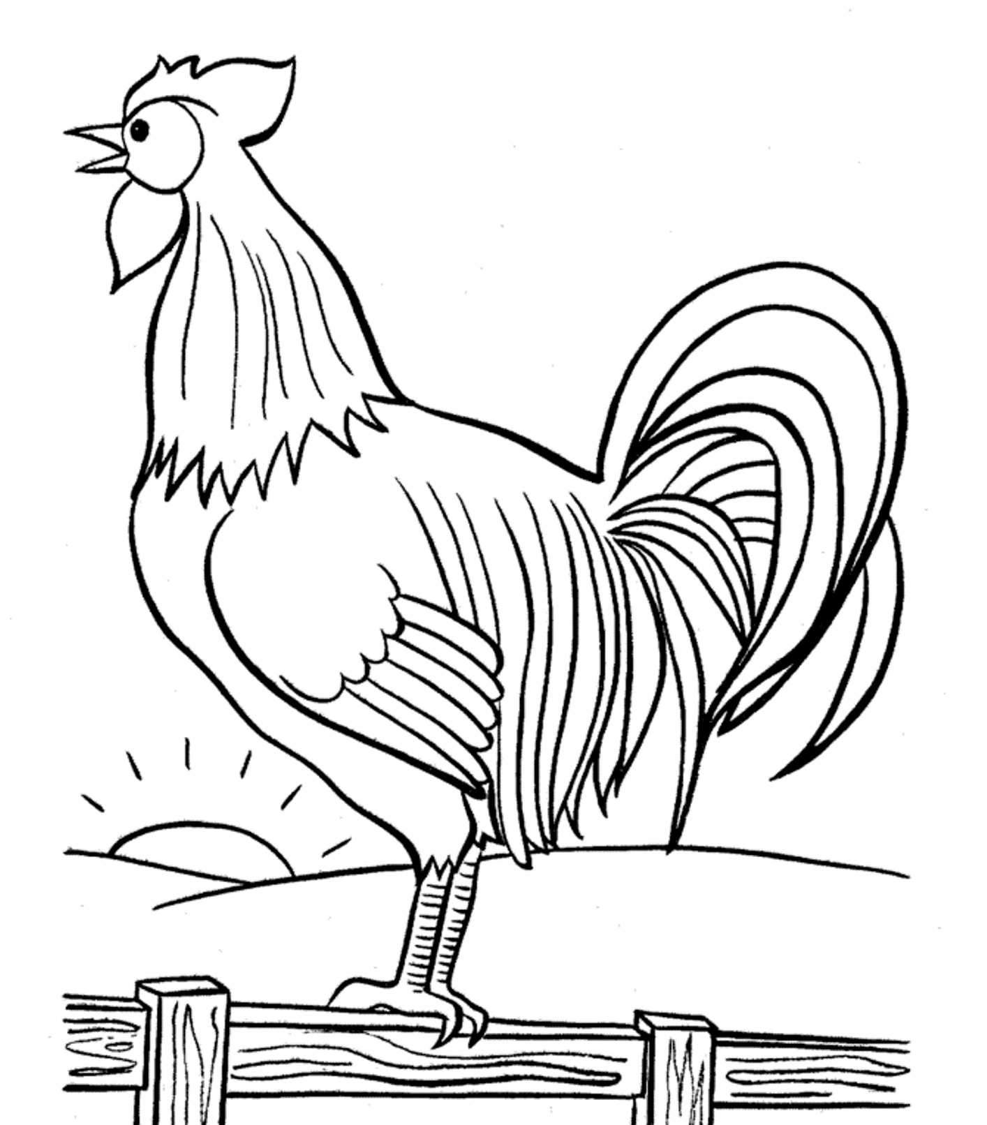 Rooster Crowing In The Morning Farm Animal S0824 Coloring Page