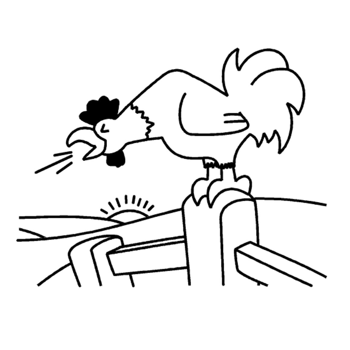Rooster In The Morning Farm Animal S598e Coloring Page