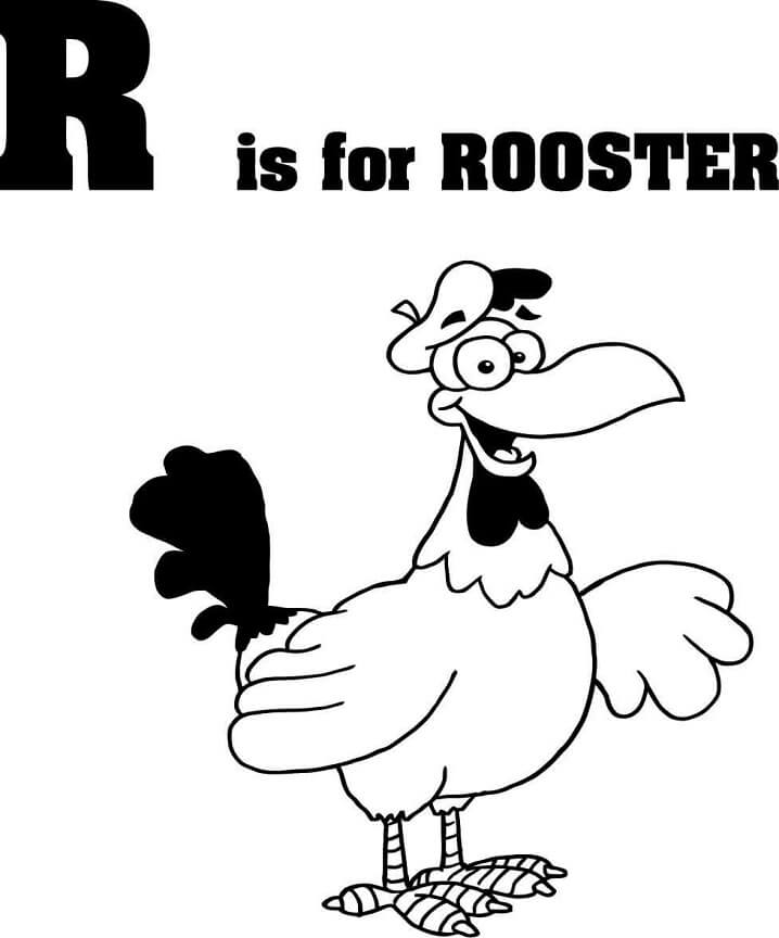 Rooster Letter R 1 Coloring Page