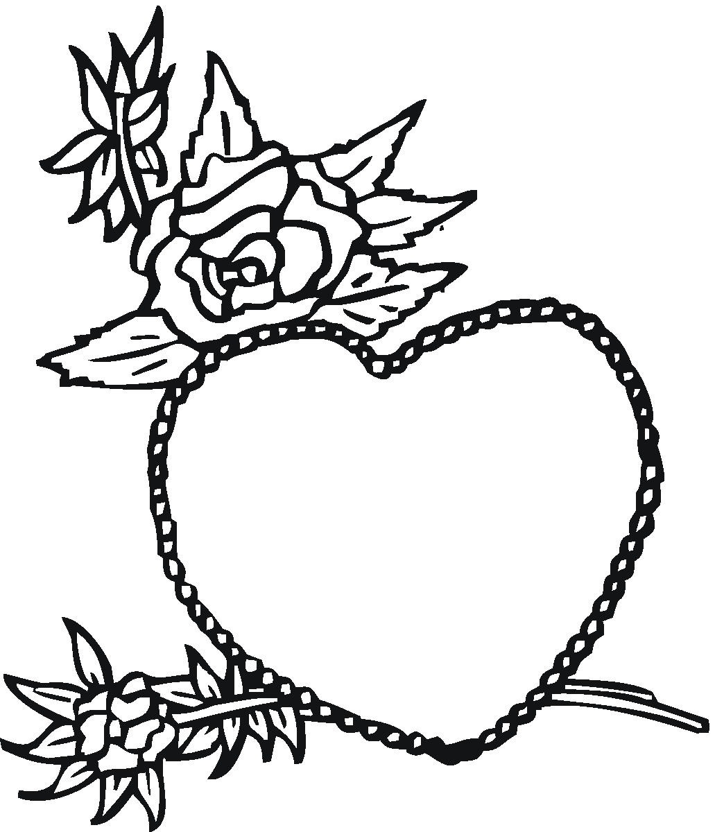 Rose And Heart Valentines S5874 Coloring Page