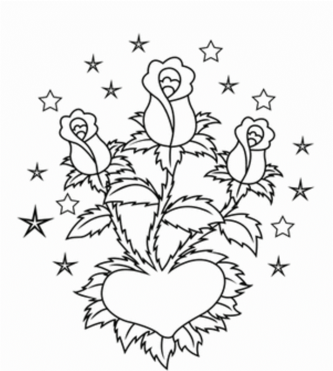 Roses In Heart Valentines Se84a Coloring Page