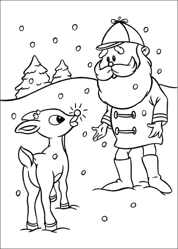 Rudolph and Yukon Cornelius 1 Coloring Page
