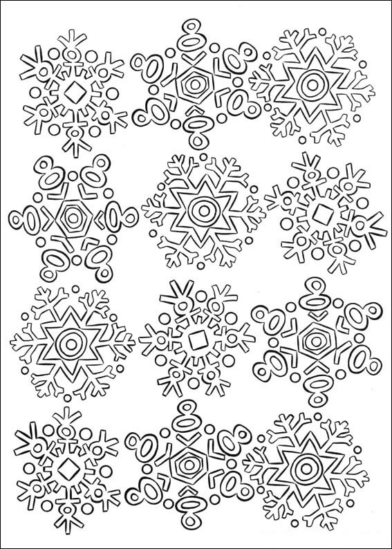 Rudolph Snowflakes Coloring Page