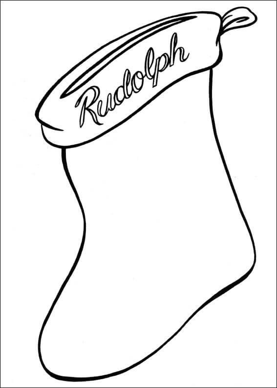 Rudolph Sock Coloring Page