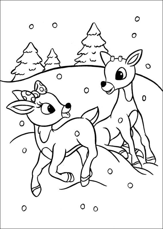 Rudolph with Clarice Coloring Page