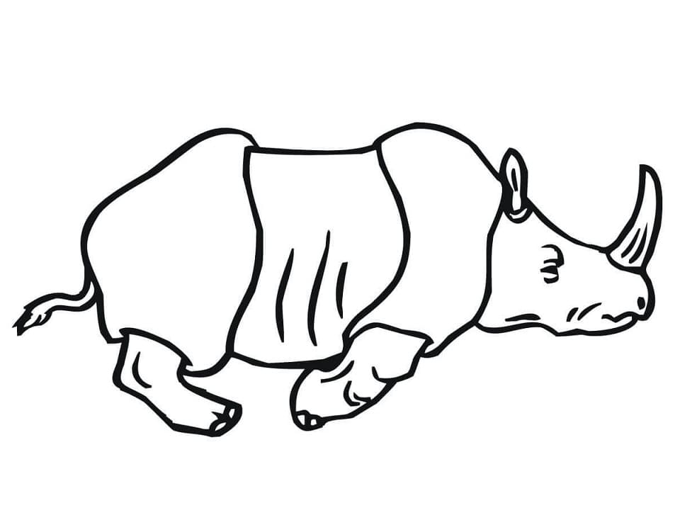 Running Indian Rhino Coloring Page