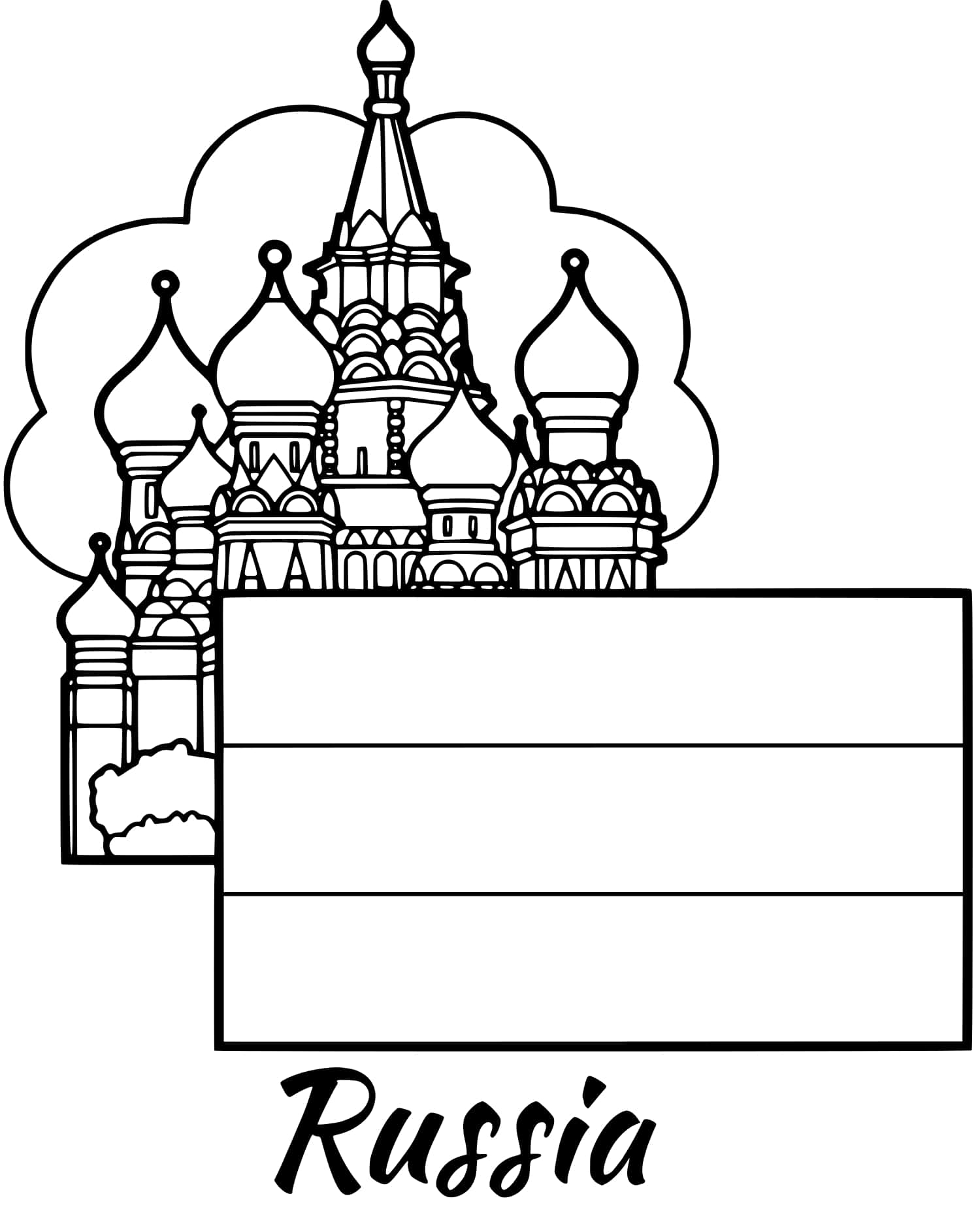 Russia Flag Moscow Coloring Page