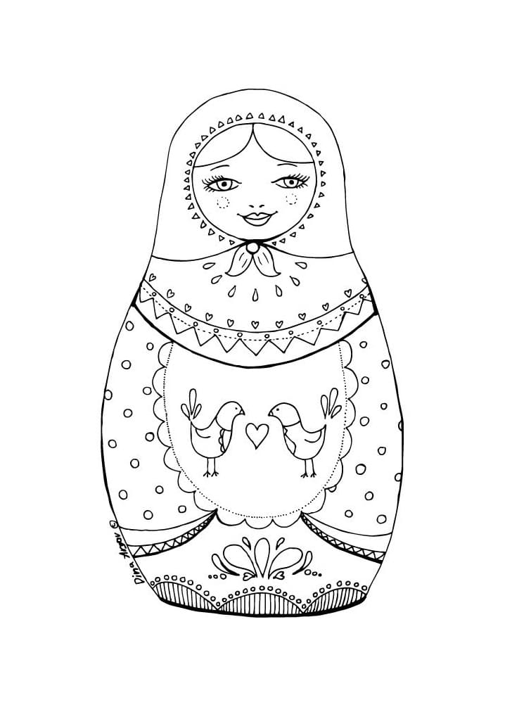 Russian Doll Matryoshka 3 Coloring Page
