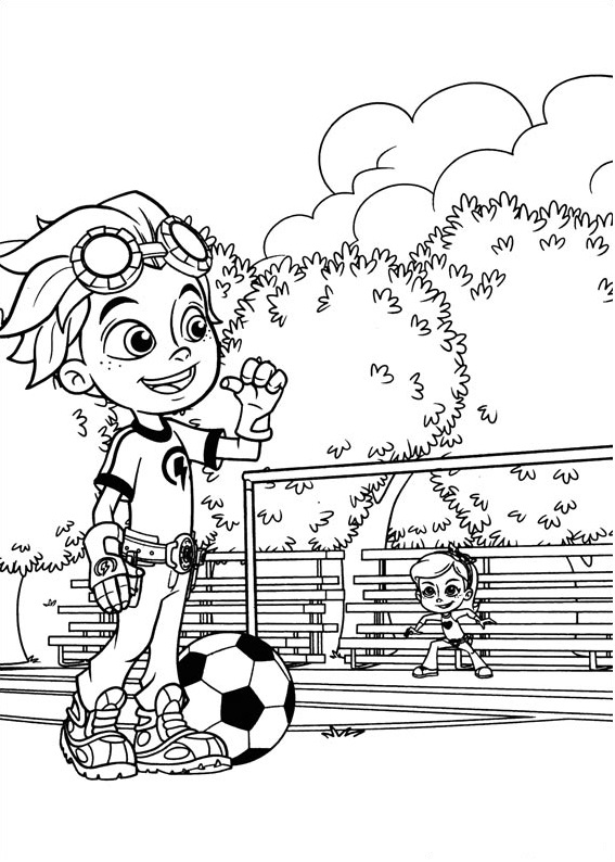 Rusty And Ruby Playing Soccer Coloring Page