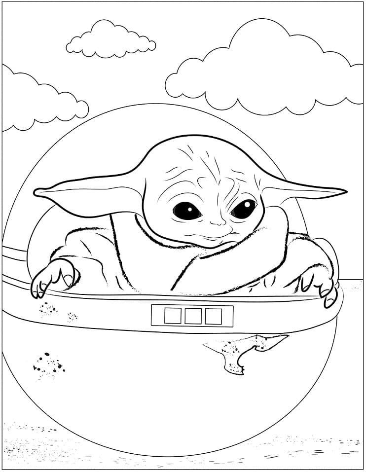 Sad Baby Yoda Coloring Page