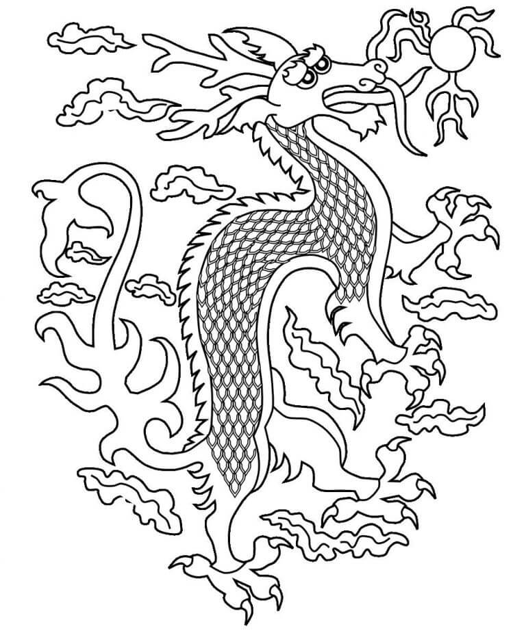 Sad Chinese Dragon Coloring Page