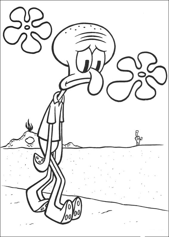 Sad Squidward Coloring Page